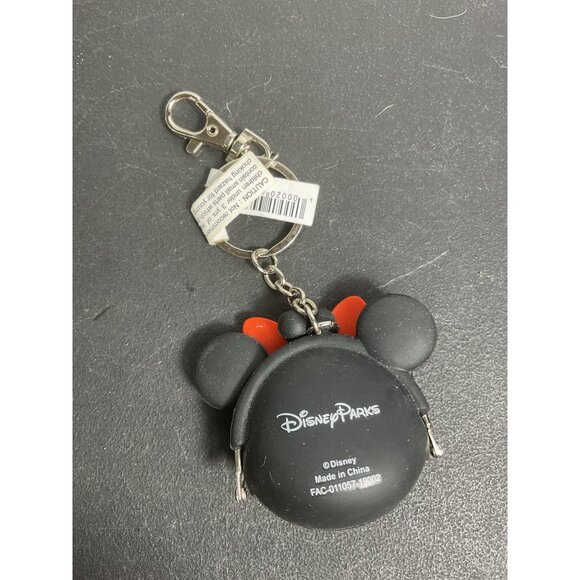 Disney Parks Minnie Mouse Coin Purse Keychain Black/Red - Picture 2 of 4